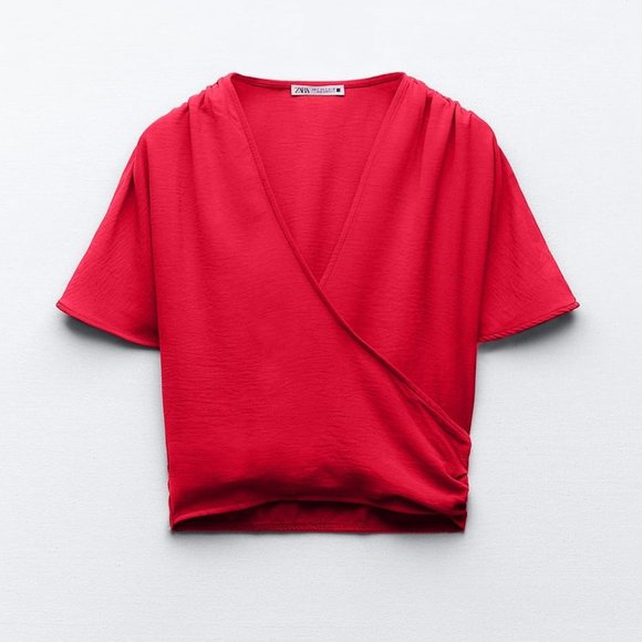 BLOGGER'S FAVE! Zara 2 Piece Red Pants And Wrap Top Set NWT - Picture 14 of 16